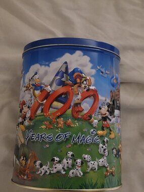 Disney 100 Years of Magic Oval Storage Tin, collectible Disney tin, blue oval ke